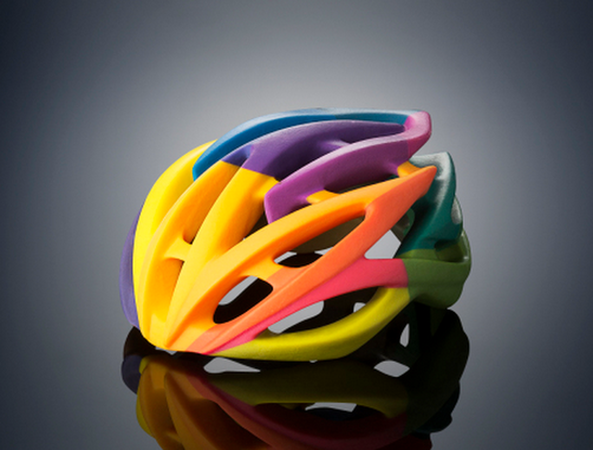 Multicolored helmet-shaped 3D printing concept model